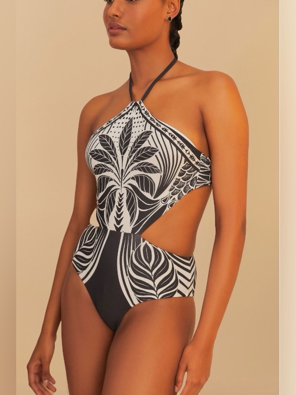 Farm Rio Monochrome Elegance Scarf One Piece - Picture 3 of 7